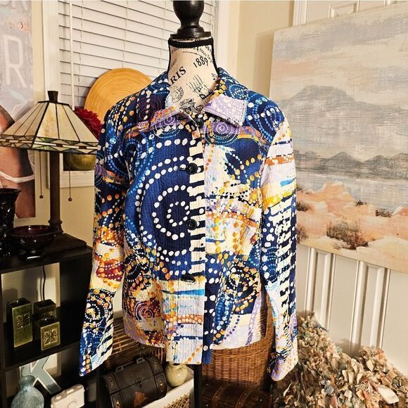 New Requirements Geometric Print Swirl Detail Lightweight Jacket. XL Fit - Picture 7 of 12